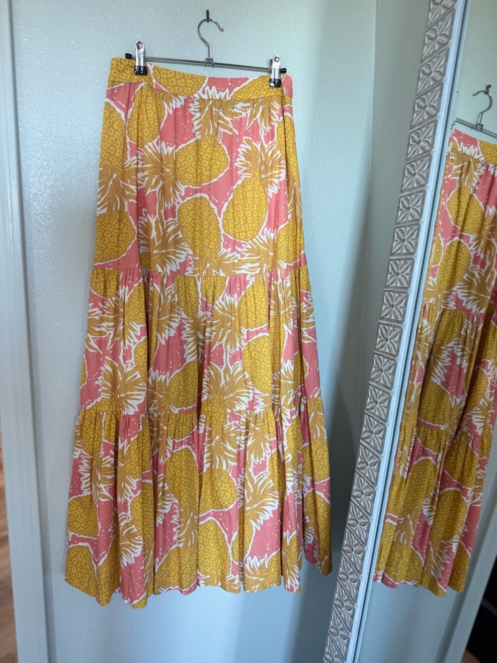 Women’s Boden Pink & Yellow Pineapple Print Maxi Skirt